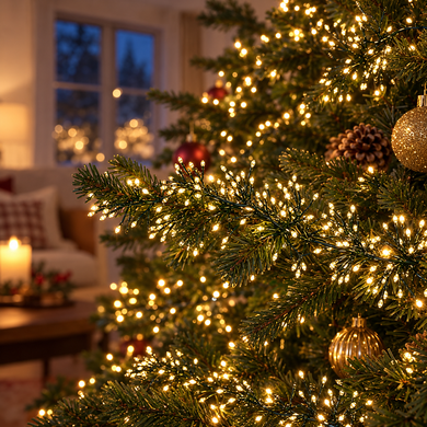 Гирлянда &laquo;Мишура&raquo; LumiFir 50 м, 1500 LED, тёплый свет, зелёная проволока, 220 В, с пультом