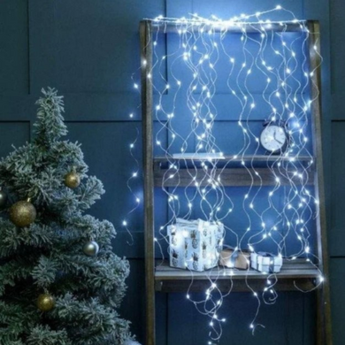 Led гірлянда крапля роси "Хвіст", USB, пульт 2м, 400 LED, холодний білий