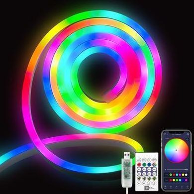 Умная неоновая лента SmartNeon RGB 3 м гибкая 16 млн цветов 200 режимов пульт и приложение USB