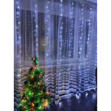 Led гирлянда "Капля росы" Штора. 2*3М, 300Led, USB, с пультом, холодный белый