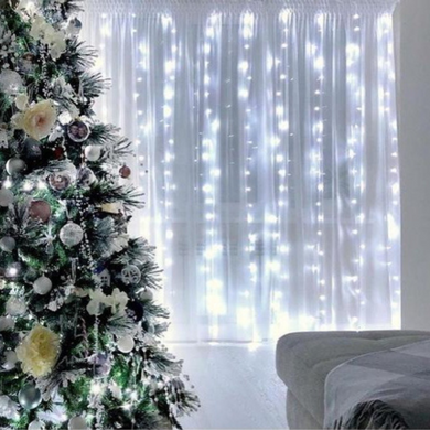Led гирлянда "Капля росы" Штора. 2*3М, 300Led, USB, с пультом, холодный белый