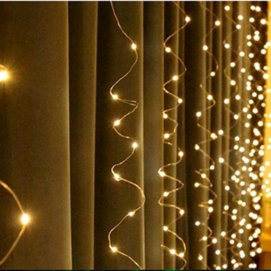 Led гирлянда "Капля росы" Штора. 2*3М, 240Led, USB, с пультом, теплый белый