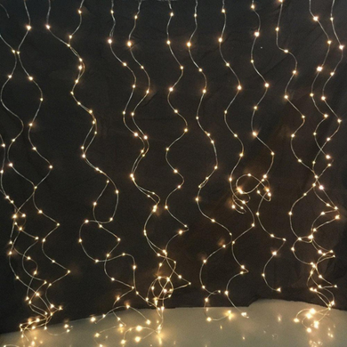 Led гирлянда "Капля росы" Штора. 2*3М, 240Led, USB, с пультом, теплый белый