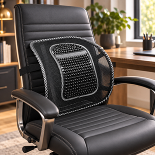 Поясничная опора ErgoMesh Seat Support для кресла и автомобиля, сетчатая спинка с массажной вставкой, Черный