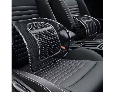 Поясничная опора ErgoMesh Seat Support для кресла и автомобиля, сетчатая спинка с массажной вставкой, Черный