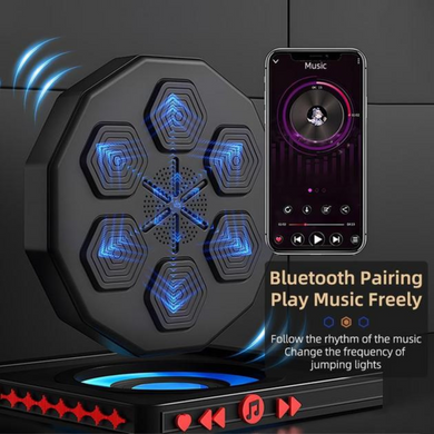 МУЗЫКАЛЬНАЯ ИНТЕЛЛЕКТУАЛЬНАЯ БОКСЕРСКАЯ МАШИНА ТРЕНАЖЕР с LED подсветкой с бокс перчатками 8-12 р