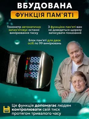 Тонометр автоматический на запястье с сенсорным экраном и голосом USB Type-C аккумулятор 300 мАч