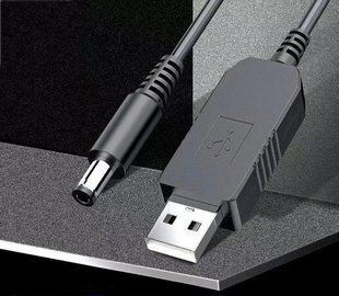 Кабель для роутера от повербанка с преобразователем на 12VDC 2.1x5.5mm, USB 5V->12V, 1м с 5в на 12в адаптер