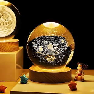 Светодиодный светильник ночник шар 3D лазерная гравировка теплый свет