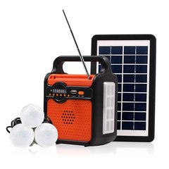 Фонарь-Power Bank EP-371B радио-блютуз с солнечной панелью 9V 3W+лампочки 3шт