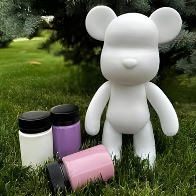 Флюїдний Ведмедик Punk Fluid Bear Bearbrick з фарбами, набір для творчості зроби сам розфарбуй ведмедя DIY 17см