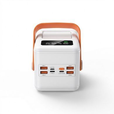 Повербанк 100000 мАч JS-658 Smart с фонарём 5 портов быстрая зарядка LED индикатор чёрный